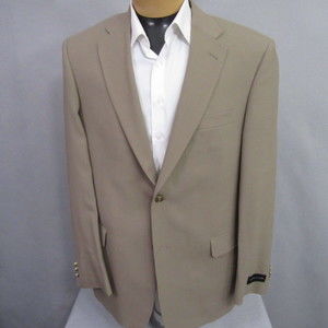Jack Nicklaus Mens Dillards Classic Blazer 44L Tan Gold Button Wool‎ Blend